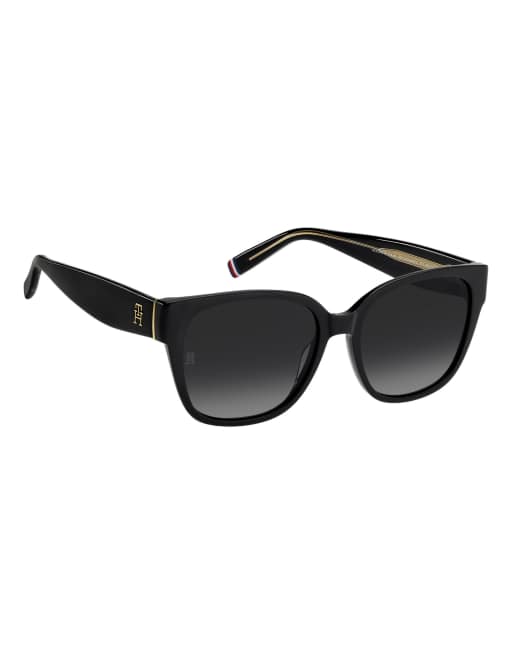 Tommy Hilfiger Sunglasses Tommysungl square sunglasses with grey shaded gradient lenses - black in black, 6 of 6