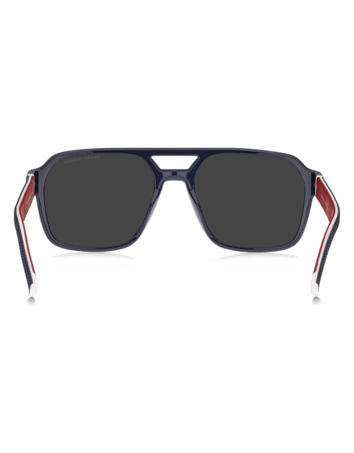 Tommy Hilfiger Sunglasses Tommysungl tommy hilfiger rectangular sunglasses, mid-blue frame, grey lenses in blue, 4 of 7