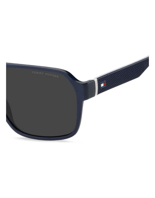 Tommy Hilfiger Sunglasses Tommysungl tommy hilfiger rectangular sunglasses, mid-blue frame, grey lenses in blue, 6 of 7