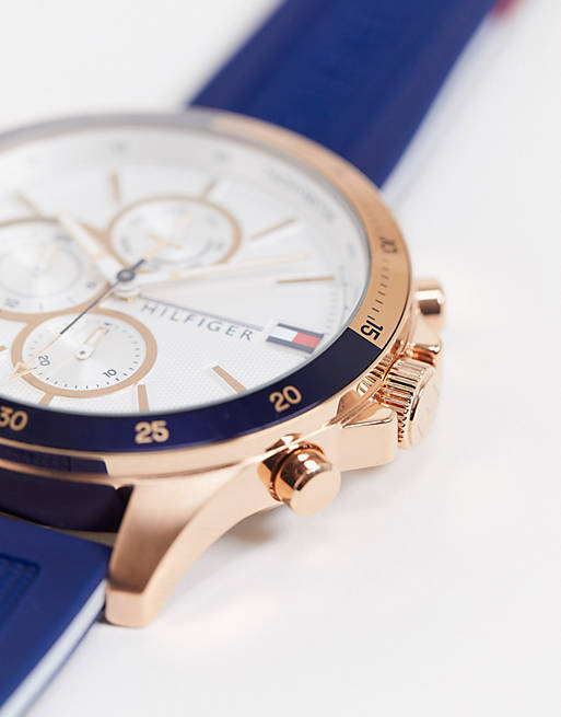 Tommy Hilfiger sunray navy silicone watch 1791778 | ASOS