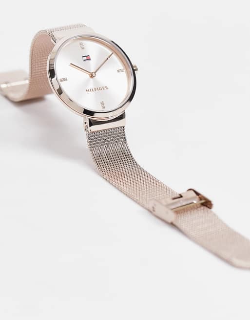 dybtgående blotte velgørenhed Tommy Hilfiger sunray rose gold mesh watch 1782218 | ASOS