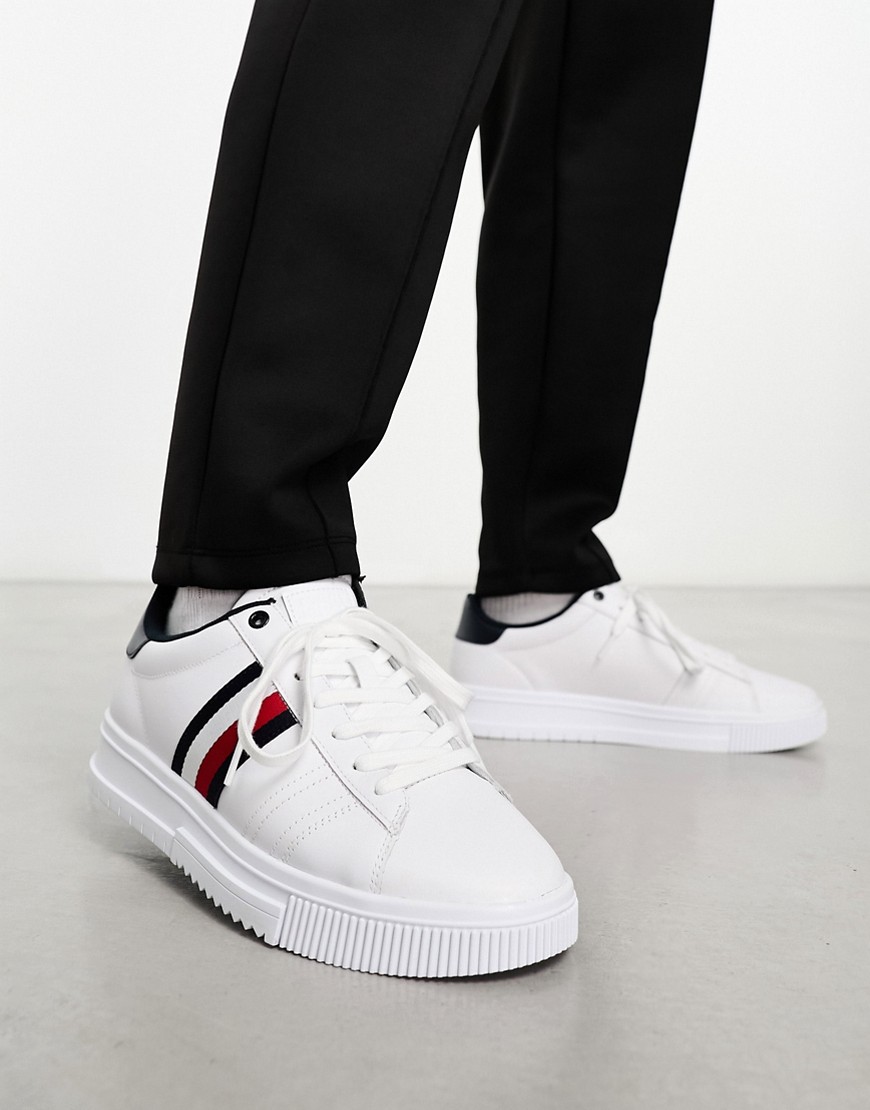 Tommy Hilfiger supercup leather flag logo trainers in white