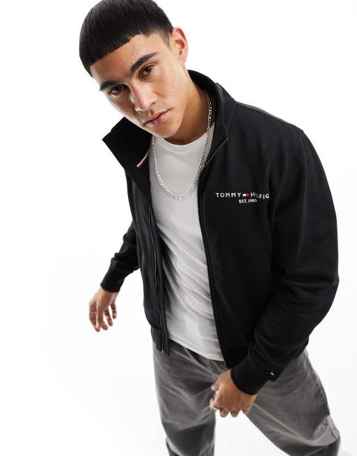Tommy Hilfiger – Svart sweatshirt med dragkedja och ståkrage