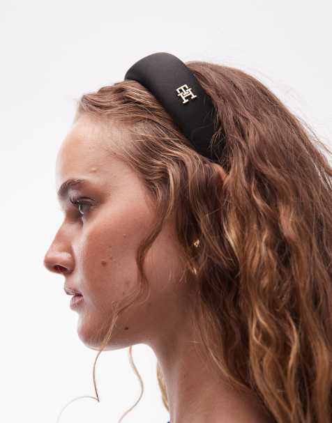 Tommy Hilfiger – Svart, vadderat diadem med metallogga - view 1