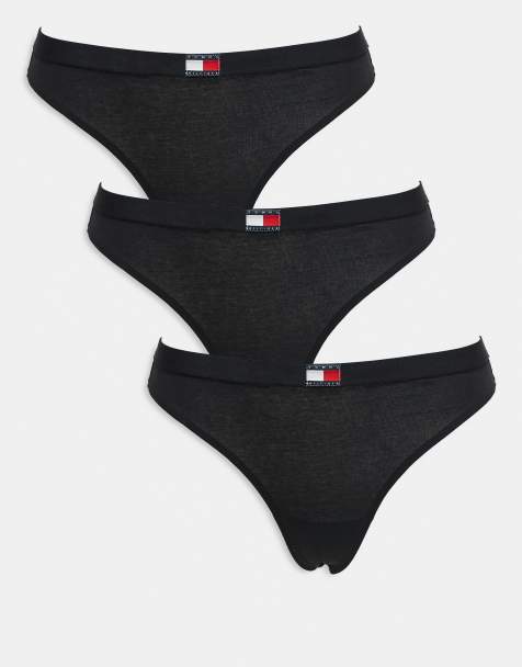 Tommy Hilfiger – Svarta stringtrosor med flagga, 3-pack - view 1