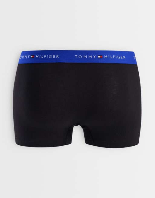 Tommy Hilfiger – Svarta trunks i bomull med gröna/blå/svarta midjeband och logga, 3-pack, 3 av 3