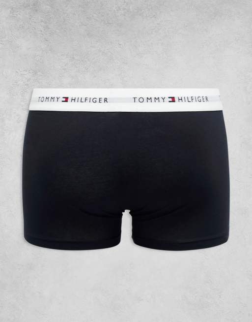 Tommy Hilfiger – Svarta, vita och grå trunks med logga på midjebandet, 3-pack, 2 av 4