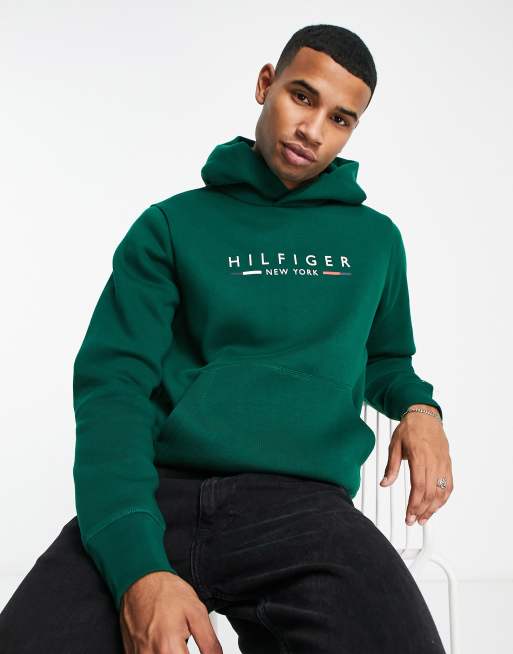 Sweat à capuche en polaire Homme Tommy Hilfiger vert kaki