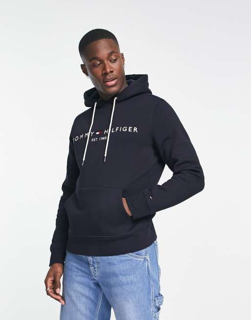 Tommy Hilfiger Sweat capuche avec logo drapeau brod Bleu marine