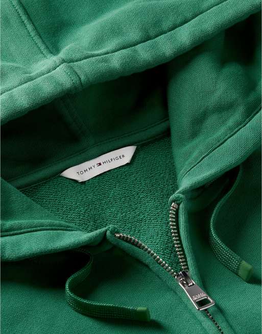 Tommy Hilfiger sweat à capuche oversize zippé logo en vert alaskan, 6 de 6