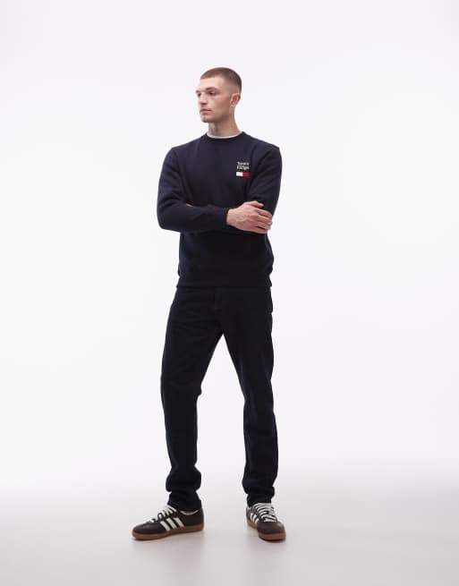 Tommy Hilfiger - Sweat avec logo et drapeau brodés sur la poitrine - Bleu marine , 2 de 5