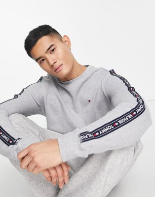 Tommy Hilfiger authentic lounge sweatshirt with side logo taping in grey - ASOS Price Checker