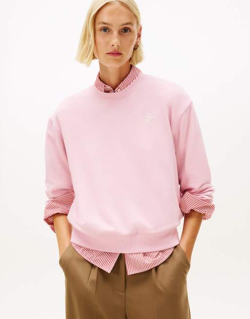 Tommy Hilfiger - Sweat duveteux à logo brodé - Rose clair