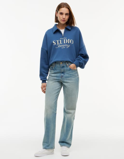 Tommy Hilfiger sweat-shirt à col polo zippé quart de longueur coupe relaxed bleu foncé, 2 de 6