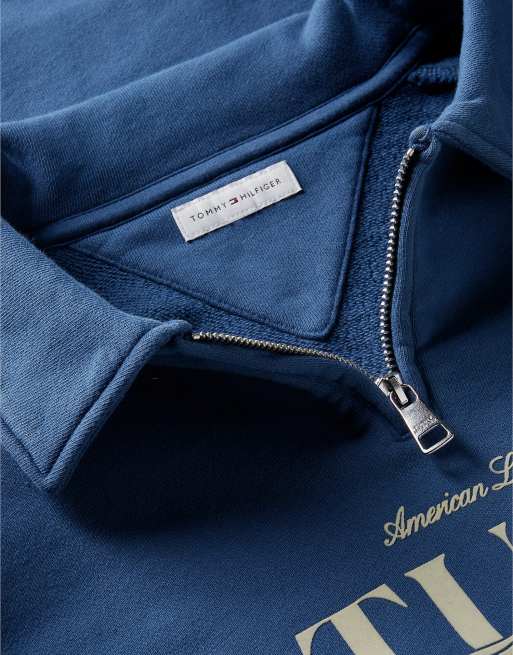 Tommy Hilfiger sweat-shirt à col polo zippé quart de longueur coupe relaxed bleu foncé, 6 de 6