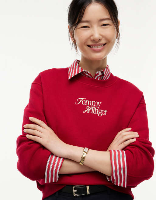 Tommy Hilfiger sweat-shirt en tissu éponge décontracté à logo rouge, 3 de 6