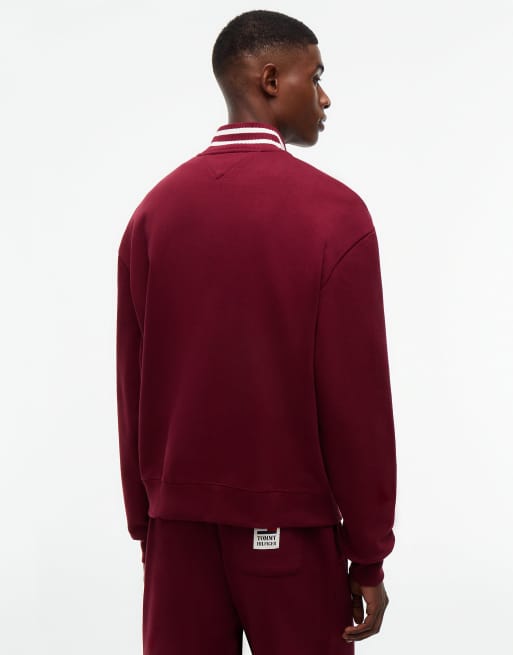 Tommy Hilfiger sweat-shirt relaxed à quart de zip style teddy bordeaux, 4 de 5