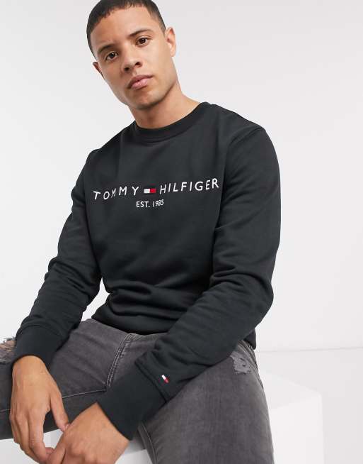 Tommy Hilfiger Sweater met klassiek logo in zwart