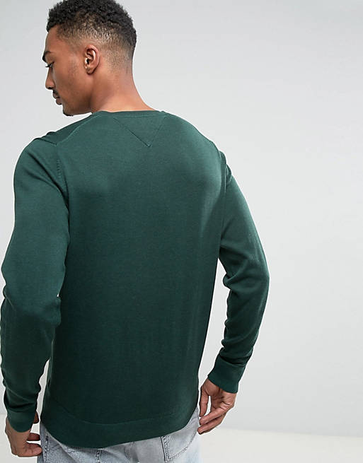 Tommy Hilfiger Sweater Plaited Cotton Silk in Green | ASOS