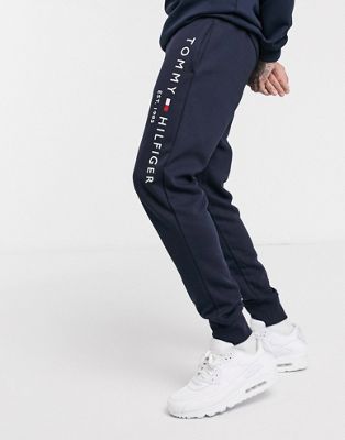 Tommy Hilfiger - Sweatpants met logo op de zijkant in marineblauw