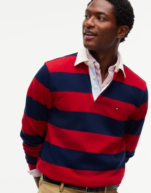 Tommy Hilfiger sweatshirt en jersey à rayures rugby rouge moyen/bleu marine, 4 de 7