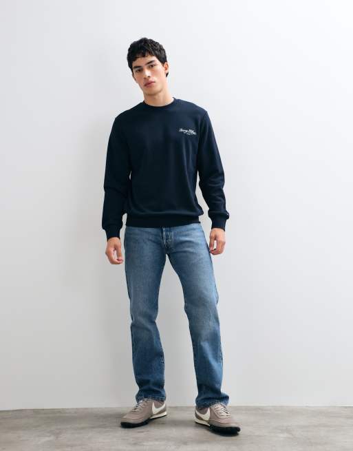 Tommy Hilfiger Sweatshirt mit Rundhalsausschnitt und Schriftzug-Logo in Marineblau, 2 von 9