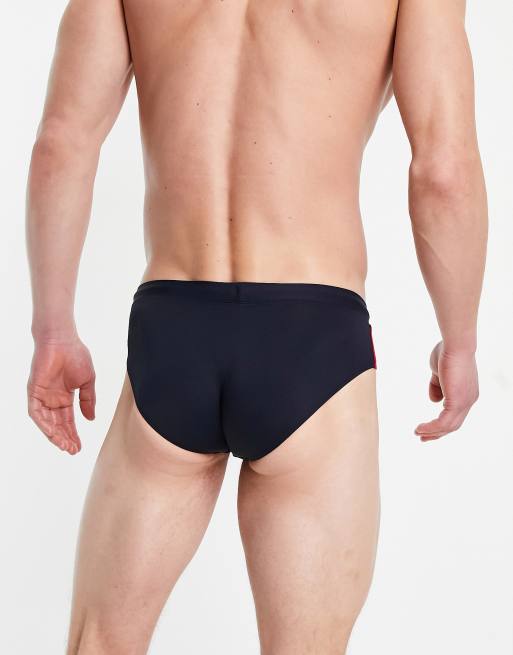 Tommy Hilfiger swim brief with small flag logo in navy multi