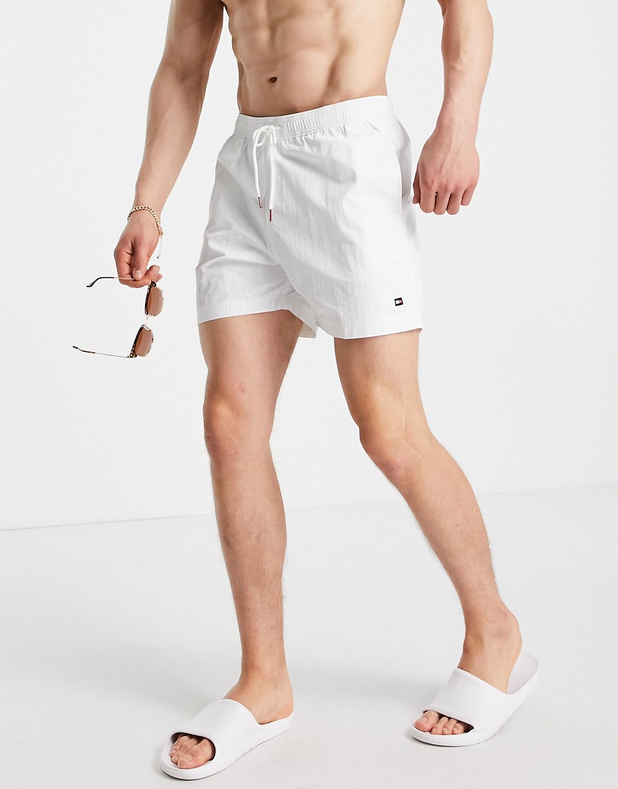 Tommy Hilfiger swim shorts with small flag logo in white