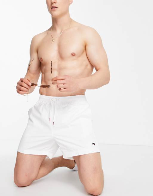 Tommy Hilfiger swim shorts with small flag logo in white, 3 of 4