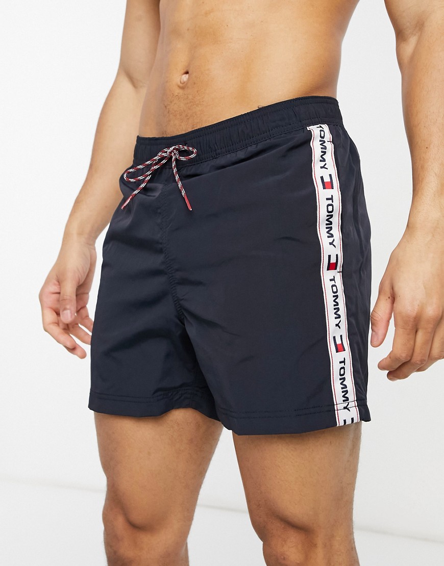 Tommy Hilfiger swim trunks with side stripe taping logo in navy