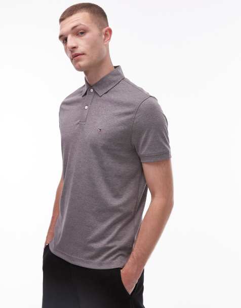 Tommy Hilfiger oxford regular polo shirt in grey heather