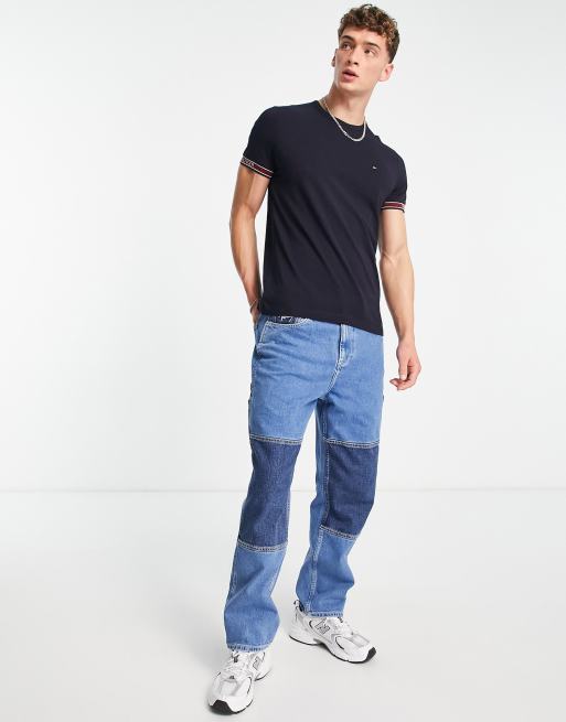 Tommy Hilfiger - T-shirt à liseré avec logo emblématique - Bleu marine, 4 de 4