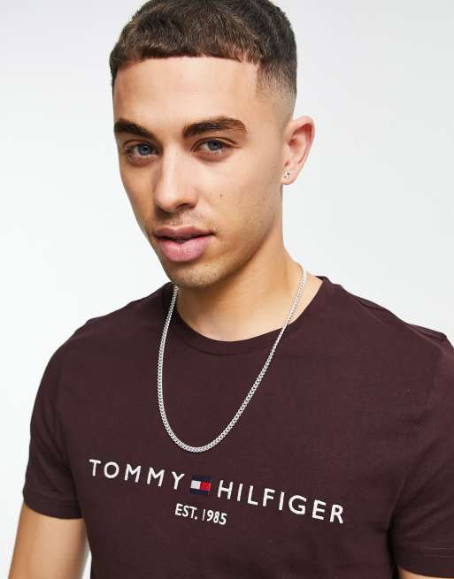 Tommy hilfiger shop t shirt bordeaux