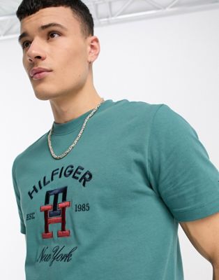 Tommy Hilfiger graphic logo t-shirt in green - ASOS Price Checker