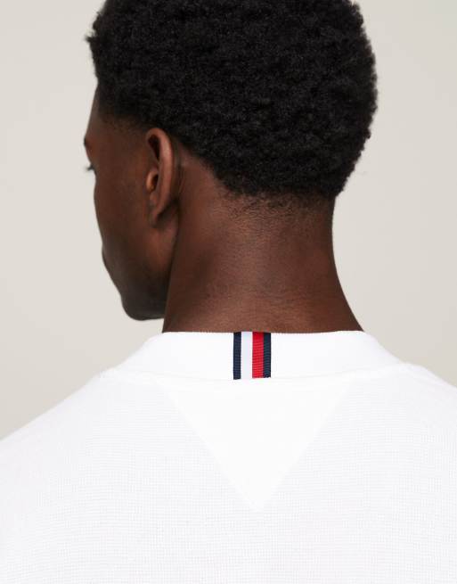 Tommy Hilfiger t-shirt à manches longues en maille gaufrée blanc, 4 de 7