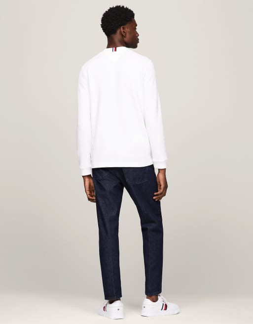 Tommy Hilfiger t-shirt à manches longues en maille gaufrée blanc, 7 de 7