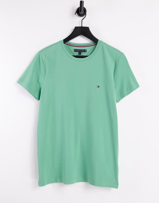 Tommy Hilfiger - T-shirt ajusté avec petit logo sur le devant - Vert vif