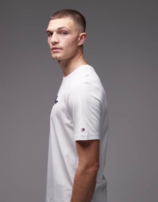 Tommy Hilfiger - T-shirt avec inscription logo superposée au centre - Blanc, 4 de 5