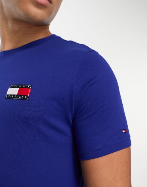 Tommy Hilfiger - T-shirt avec logo drapeau - Bleu, 3 de 4