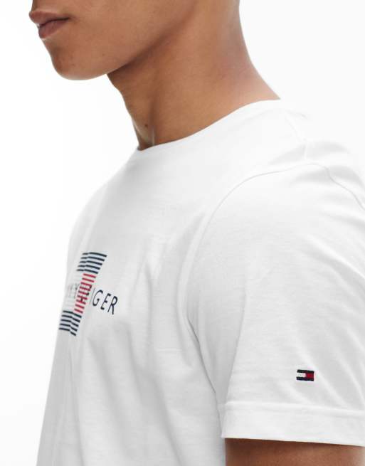 Tommy Hilfiger - T-shirt avec logo drapeau emblématique avec lignes - Blanc, 3 de 4