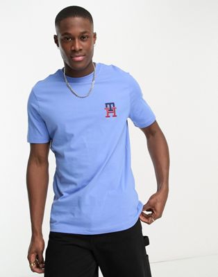 Tommy Hilfiger monogram logo t-shirt in blue - ASOS Price Checker