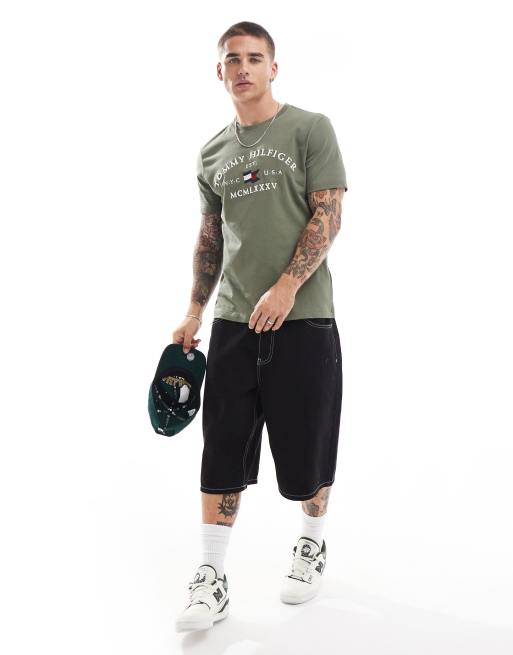 Tommy Hilfiger - T-shirt avec logo nautique incurvé - Vert kaki, 2 de 4