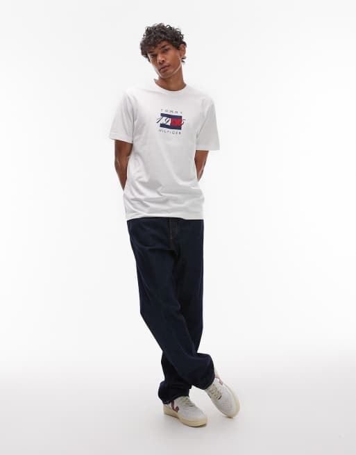 Tommy Hilfiger - T-shirt bianca con bandiera lineare, 2 di 4