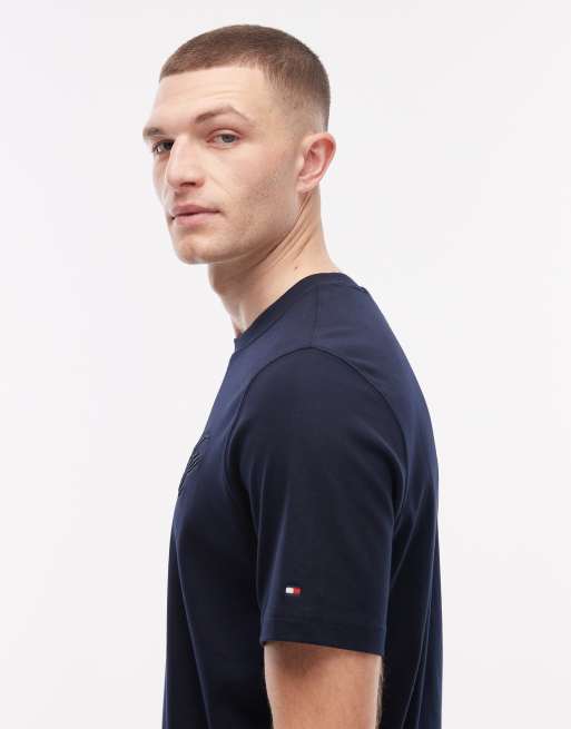 Tommy Hilfiger - T-shirt blu navy con logo interlock, 4 di 5