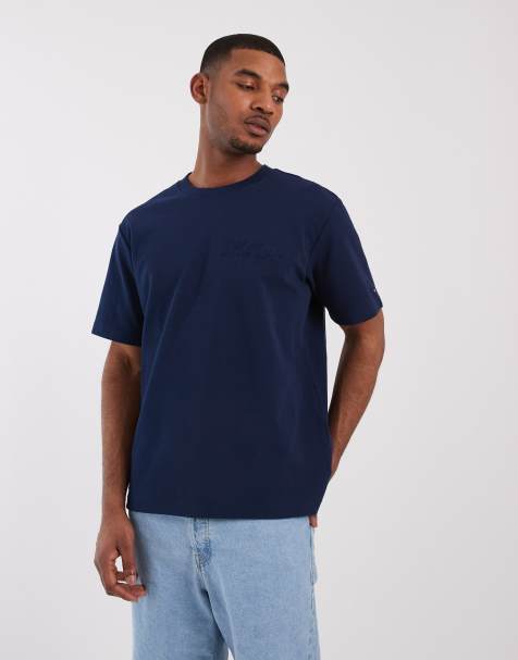 Tommy Hilfiger - T-shirt blu navy con logo sul petto in corda nautica - view 1