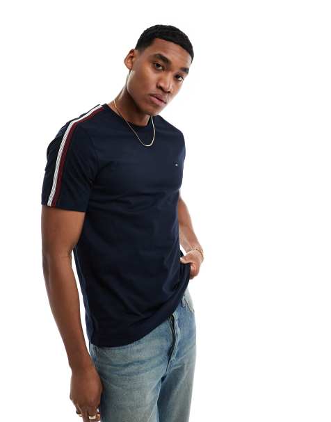 Tommy Hilfiger - T-shirt blu navy con profilo a contrasto - view 1