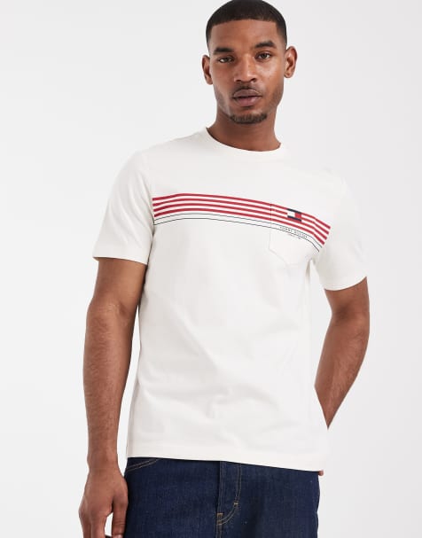Tommy Hilfiger - T-shirt classique à rayures sur la poitrine - Blanc - view 1