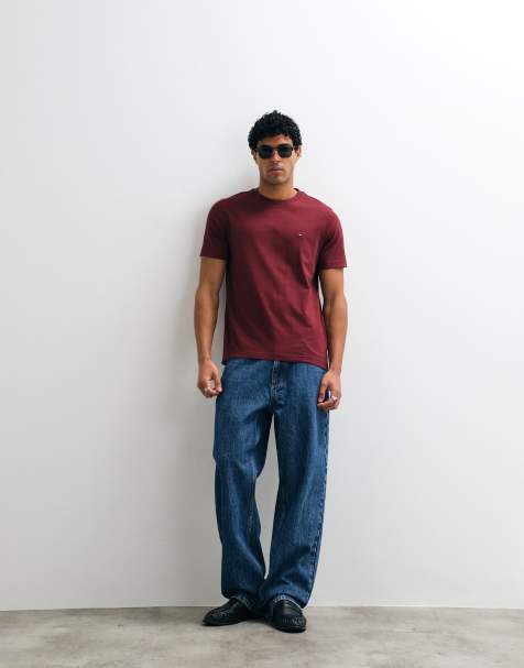 Tommy Hilfiger T-shirt con logo bandiera bordeaux - view 1