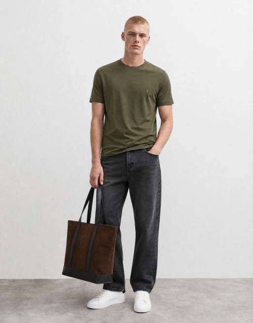 Tommy Hilfiger t-shirt con logo bandiera in kaki, 7 di 10