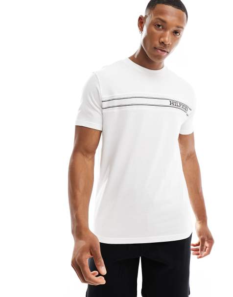 Tommy Hilfiger - T-shirt confort avec rayures et monotype - Blanc - view 1